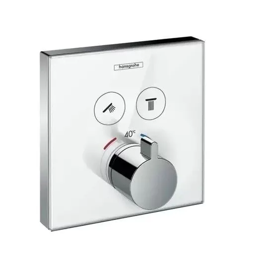 Термостат для двух потребителей стеклянный ShowerSelect Glass СМ белый 15738400