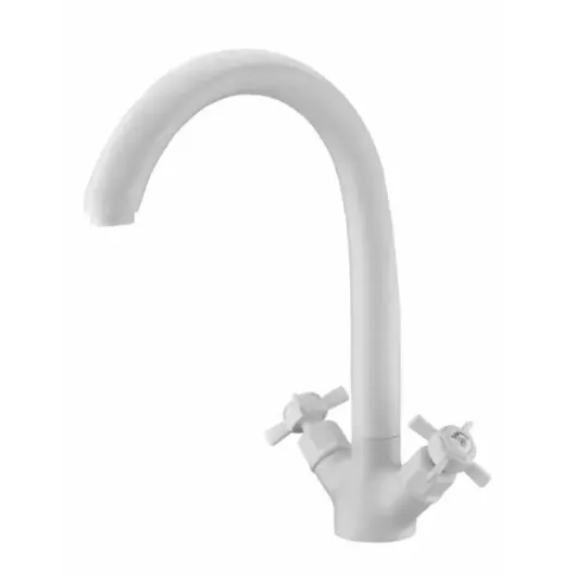 Смеситель для кухни двухвентильный с гибкой подводкой 5902660-Stone White