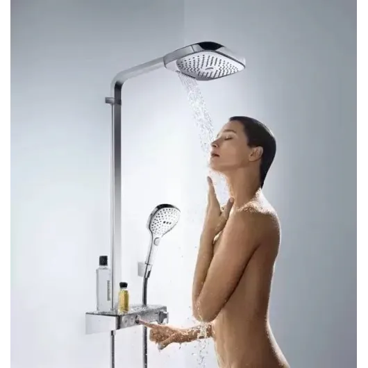 Душевой набор Raindance Select E 300 3jet Showerpipe для душа белый хром НANSGROHE 27127400