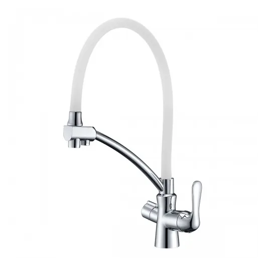 Смеситель для кухни Comfort LM3070C-White с гибким с подключением к фильтру Lemark